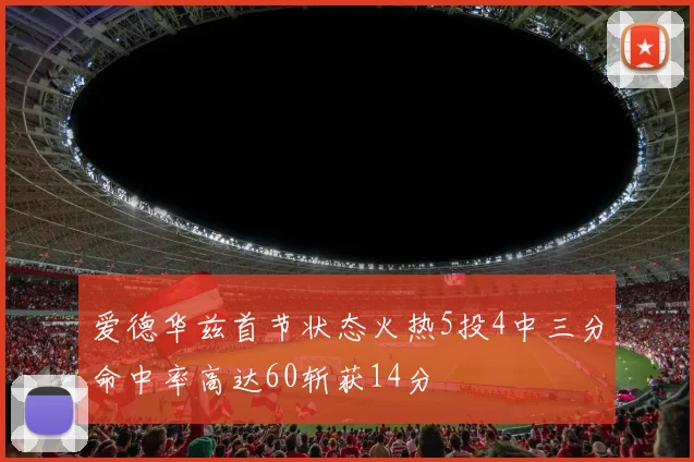 爱德华兹首节状态火热5投4中三分命中率高达60斩获14分